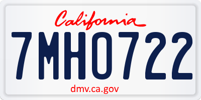 CA license plate 7MHO722