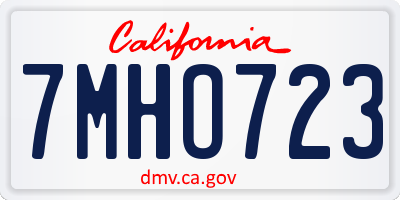 CA license plate 7MHO723