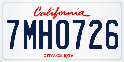 CA license plate 7MHO726