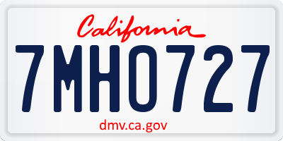 CA license plate 7MHO727