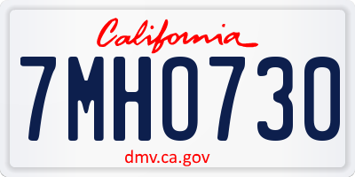 CA license plate 7MHO730