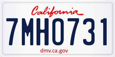 CA license plate 7MHO731