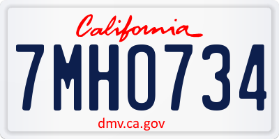 CA license plate 7MHO734