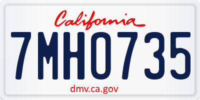 CA license plate 7MHO735