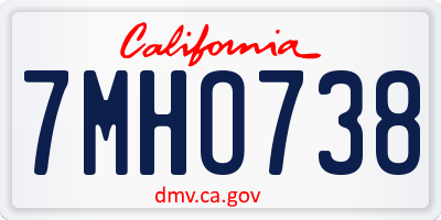 CA license plate 7MHO738