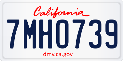 CA license plate 7MHO739