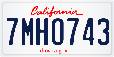 CA license plate 7MHO743