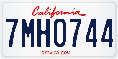 CA license plate 7MHO744