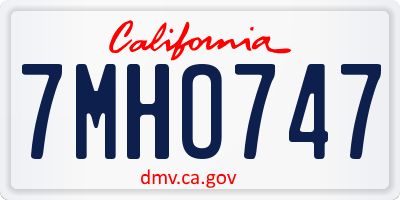 CA license plate 7MHO747