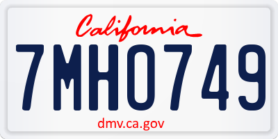 CA license plate 7MHO749