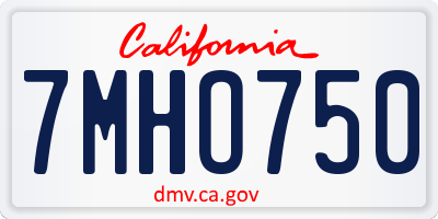 CA license plate 7MHO750