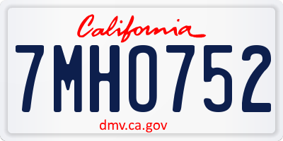 CA license plate 7MHO752
