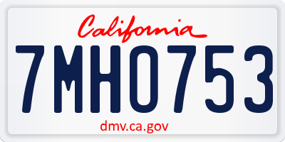 CA license plate 7MHO753