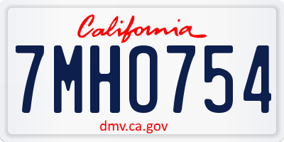 CA license plate 7MHO754