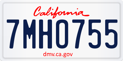 CA license plate 7MHO755