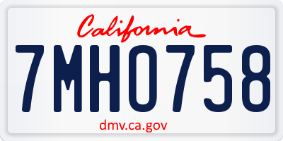 CA license plate 7MHO758