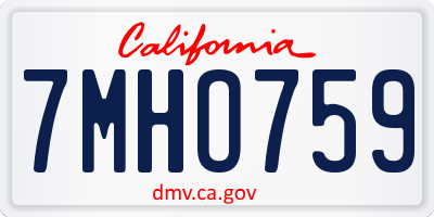 CA license plate 7MHO759