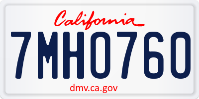CA license plate 7MHO760