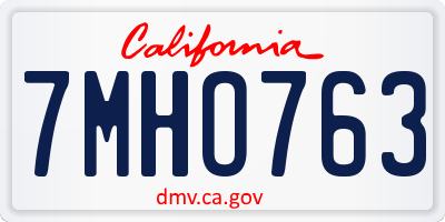 CA license plate 7MHO763