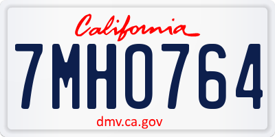CA license plate 7MHO764