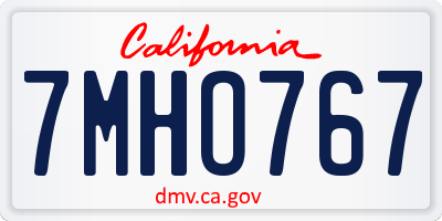 CA license plate 7MHO767