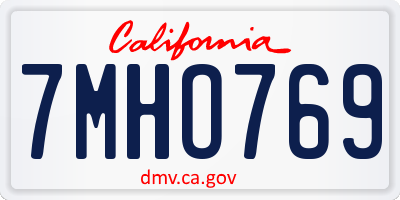 CA license plate 7MHO769