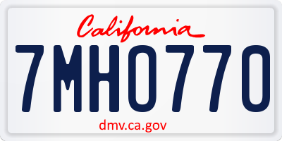 CA license plate 7MHO770