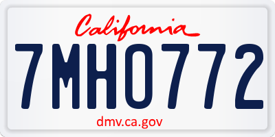 CA license plate 7MHO772