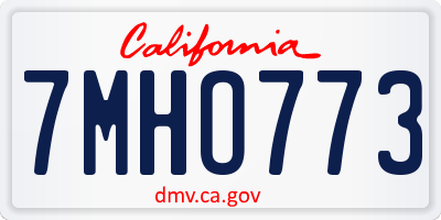 CA license plate 7MHO773