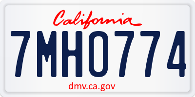 CA license plate 7MHO774