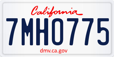 CA license plate 7MHO775