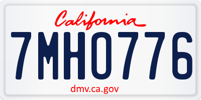 CA license plate 7MHO776
