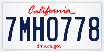 CA license plate 7MHO778