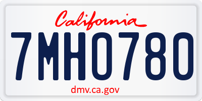 CA license plate 7MHO780