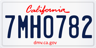 CA license plate 7MHO782