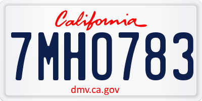 CA license plate 7MHO783
