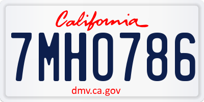 CA license plate 7MHO786