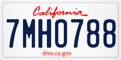 CA license plate 7MHO788