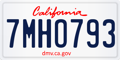 CA license plate 7MHO793