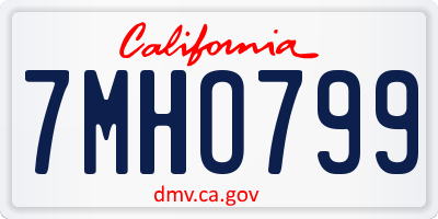 CA license plate 7MHO799