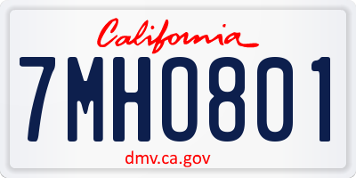 CA license plate 7MHO801
