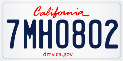 CA license plate 7MHO802