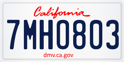 CA license plate 7MHO803