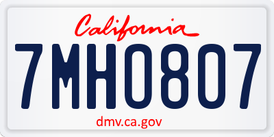 CA license plate 7MHO807