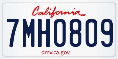 CA license plate 7MHO809