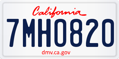 CA license plate 7MHO820