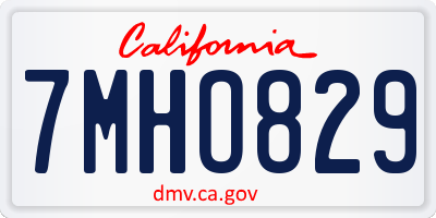CA license plate 7MHO829