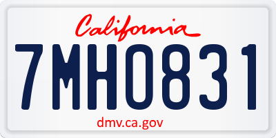 CA license plate 7MHO831