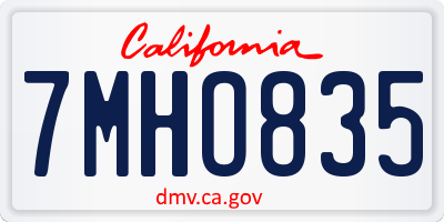 CA license plate 7MHO835