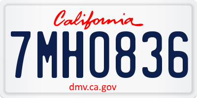 CA license plate 7MHO836